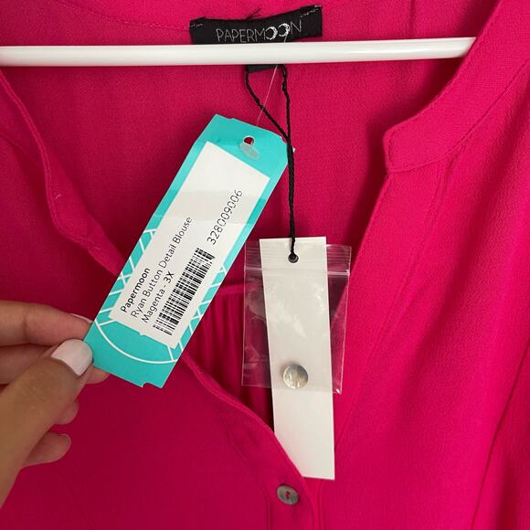 NWT Papermoon StitchFix Pink Magenta Ryan Button Tank Blouse (Size 3X) - Picture 4 of 8
